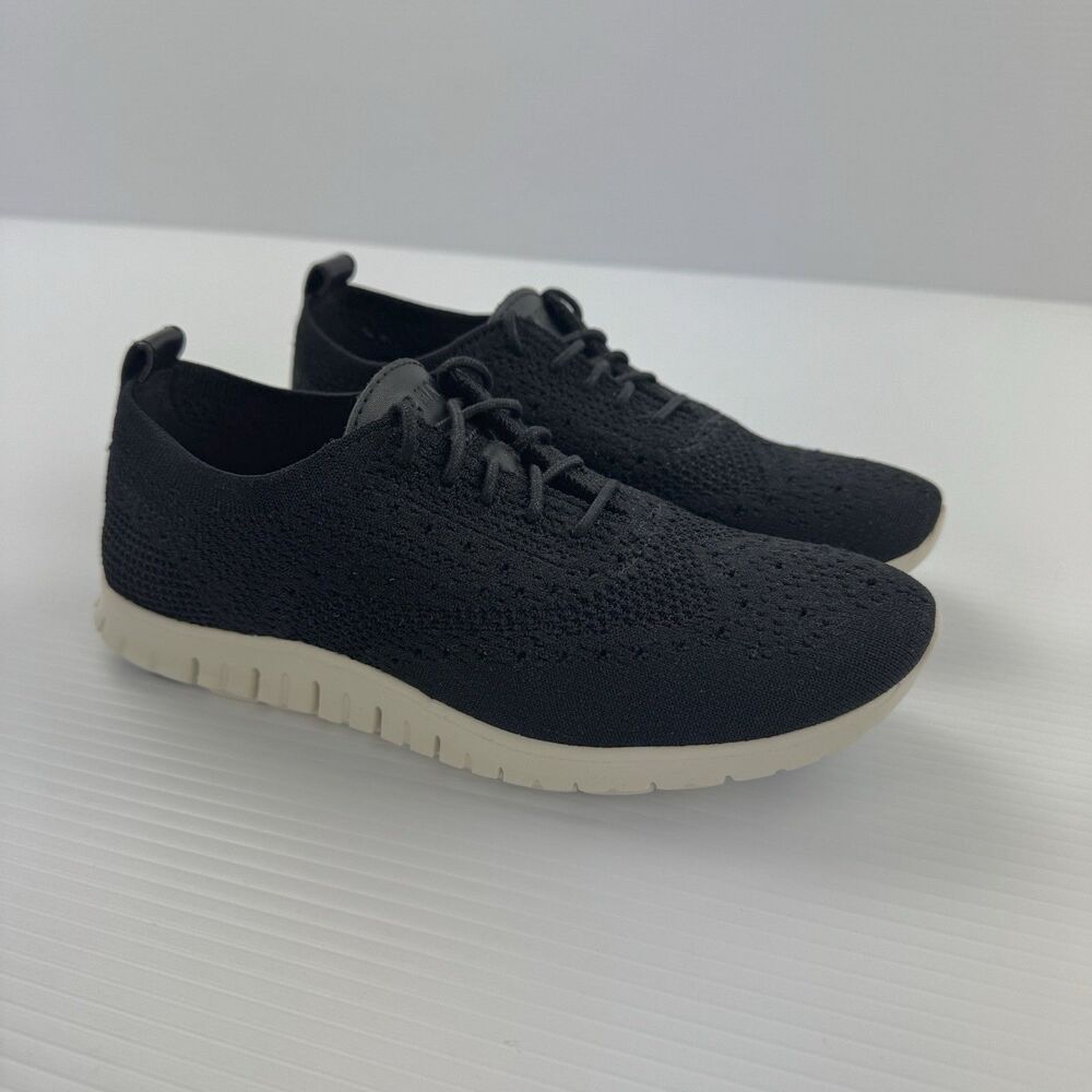 Cole Haan Black Knit Athletic Sneakers with White Sole